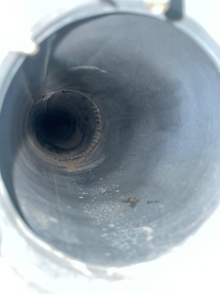 Clear dryer vent duct interior after dryer vent cleaning in Brookshire, TX 77423