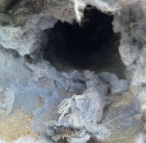 Dryer vent packed with lint before cleaning in Katy TX 77449